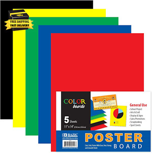 BAZIC Poster Board 11" X 14" Assorted Colored Poster Board Paper for School Craf
