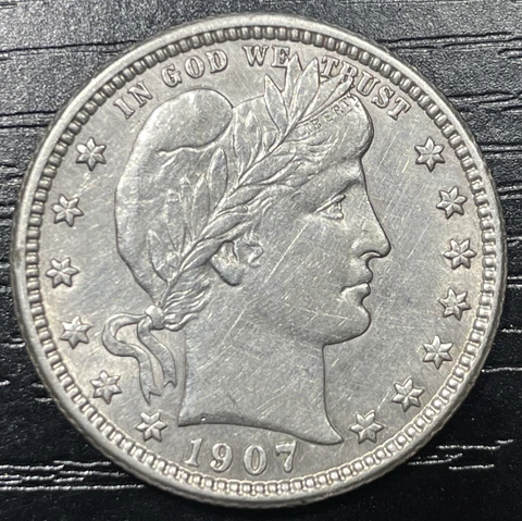 1907 O Barber Quarter High Grade AU Details Cover