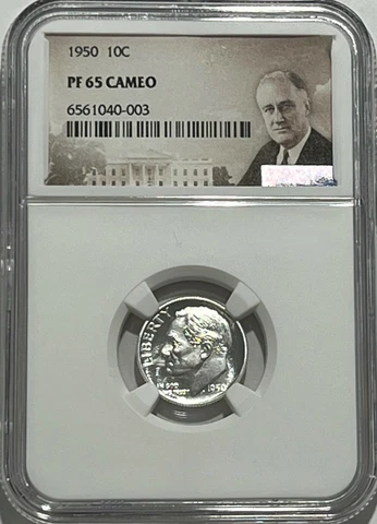 1950 NGC PF65 CAMEO PROOF ROOSEVELT DIME 10C GREAT EYE APPEAL PORTRAIT LABEL Cover