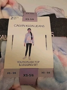 Calvin Klein Girls Youth Plush Top & Legging 2-pc Set Pink Size XS-5/6 NWT - Picture 1 of 3