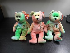 Ty Peace Beanie Baby Retired Rare Lot of (3) Many !!ERRORS!!