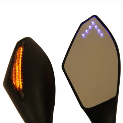 For Suzuki GSXR 600 750 1000 Hayabusa Motorcycle Mirrors w/ Blue LED Turn Signal - Image 1 of 4