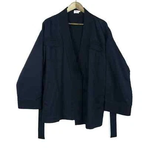 Faherty Womens Jacket Small Black Organic Cotton Wrap Front Tie Belt Coat - Picture 1 of 10