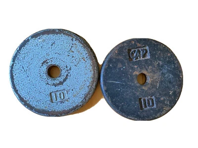 LOTE DE 2 hierro fundido de 10 lb por peso vintage Foto 1 de 4