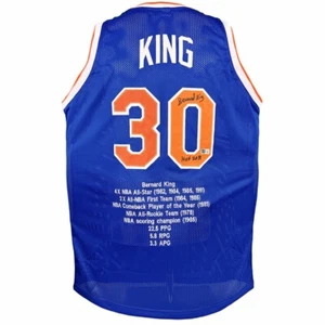 Bernard King inscribed signed STAT jersey NBA New York Knicks BAS COA - Picture 1 of 3