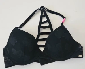 Victoria's Secret Black Floral Lace Lightly Lined Cage Back Bralette 32b NEW - Picture 1 of 4