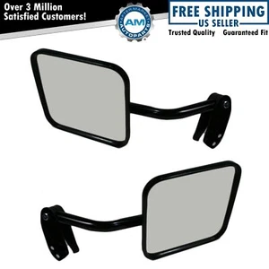 Black Metal Manual Mirrors Pair Set of 2 LH & RH for Jeep Scrambler CJ DJ Series - Picture 1 of 9