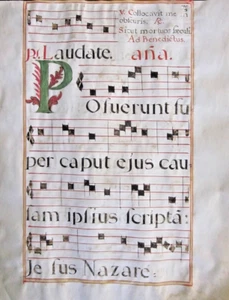 Ca.1600 huge antiphonary.manuscript leaf,vellum,Latin, Spain,.73 - Picture 1 of 2