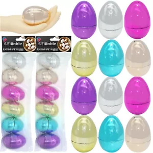 Huevos de Pascua de color metálico 5,6 cm, huevos rellenables vacíos, rellenos de relleno de cesta - Imagen 1 de 30