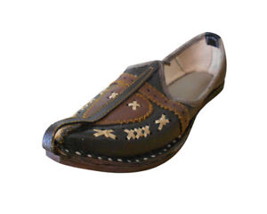 Men Shoes Traditional Indian Mojaries Espadrilles Leather Brown Jutties US 7
