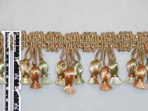 Attractive Tassel Fringe Trim Gold Green Bronze Clearance Per Yard - Picture 1 of 2