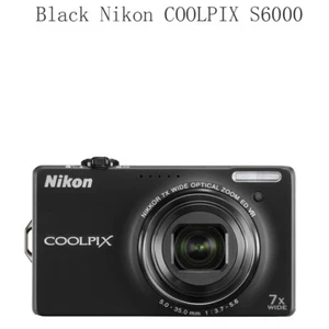 Black Nikon COOLPIX S6000 14.2 MP 7x Zoom Compact Digital Camera Black 85% New - Picture 1 of 12