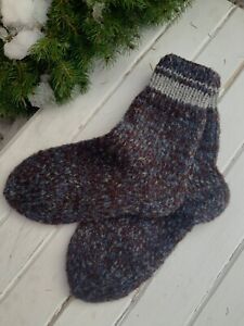 Men Natural Sheep Wool HandMade Knit Socks Warm Thermal Hiking Thick 9 US 42 EU