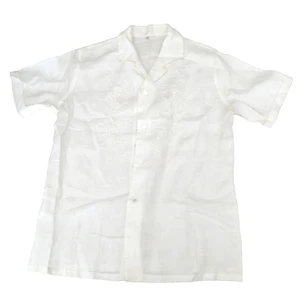 Blusa camisa de campamento de lino blanca bordada a mano talla 40 para dama - Imagen 1 de 3