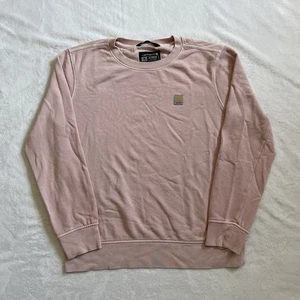 Carhartt Relaxed Fit French Terry Crewneck Sweatshirt Womens Medium Pink - Picture 1 of 5