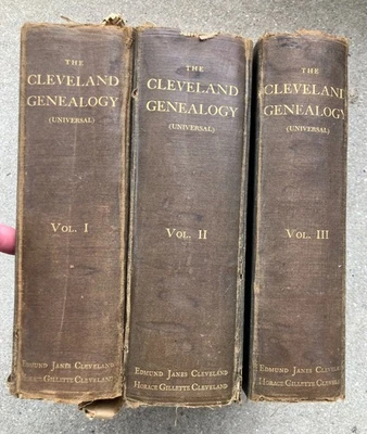 1899 CLEVELAND Clevealand GENEALOGY 3 Volumes Well Used Nice Plates - Image 1 of 4