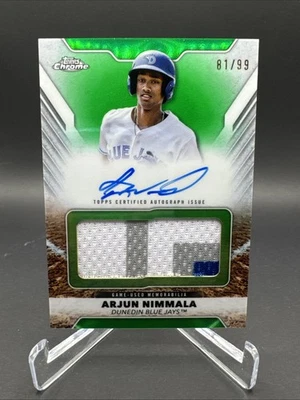 Arjun Nimmala 2025 Topps Pro Debut Jumbo Relic Auto Green /99 Blue Jays PDJAR-AN - Image 1 of 2