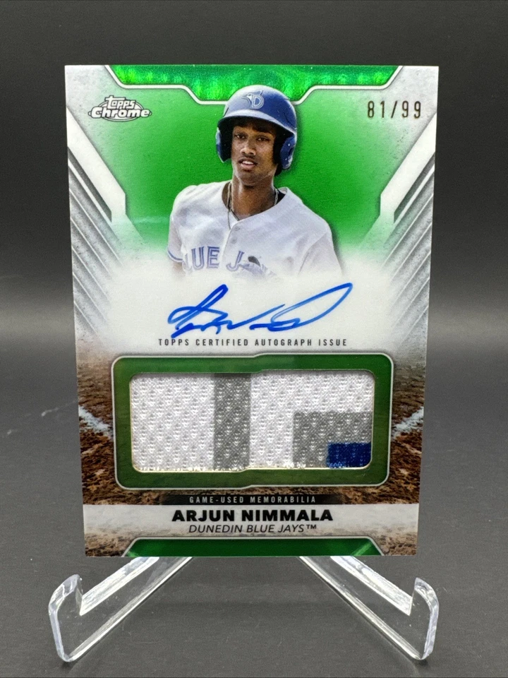 Arjun Nimmala 2025 Topps Pro Debut Jumbo Relic Auto Green /99 Blue Jays PDJAR-AN - Image 1 of 2