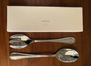 Vera Wang Wedgwood Salad Server Set Grosgrain Pattern New in Box Never Used - Picture 1 of 5