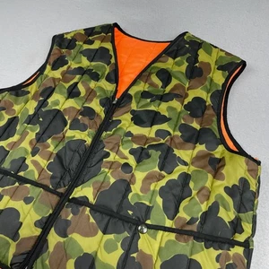 Vintage Camouflage Vest Mens XL Orange Duck Camo Reversible Quilted Hunting Bird - Picture 1 of 13