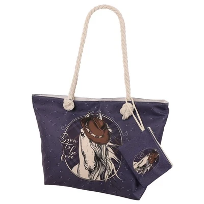 Ash Blue 帆布 Weekender 托特包 – 牛仔帽马设计、海滩和旅行包 — 第 1/3 张图片