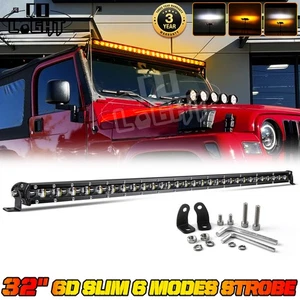 AUXBEAM 32" LED Work Light Bar White&Amber Strobe Driving 300W 6 Modes 30" 4WD - Picture 1 of 14