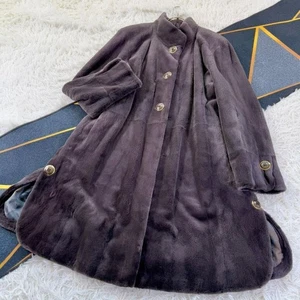 EMBA Grayish gray Shared mink fur Long coat Length 100cm Size:FR(XL) JAPAN 9F - Picture 1 of 10