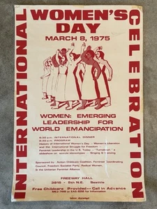 De colección Día de la Mujer 8 de marzo 1975 Derechos Civiles Socialismo ACTIVISTA Póster Obra de Arte - Imagen 1 de 5
