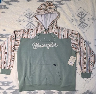 Pulôver com capuz Wrangler feminino retrô® verde ocidental asteca 112367330 novo com etiquetas XXL - Imagem 1 de 4