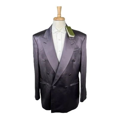 Blazer GUCCI Satinado Gris Violeta Doble Pecho Para Hombre Fumar Talla 44R Nuevo con Etiquetas 4.3k Foto 1 de 4