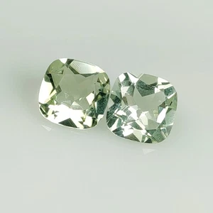 3.35 & 3.81 Ct Natural Green Amethyst High Luster Cushion Cut Pair - 8749 - Picture 1 of 2