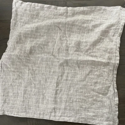 Crate And Barrel Pinstriped Linen Pillow Cover EURO 26x26 - Image 1 of 4