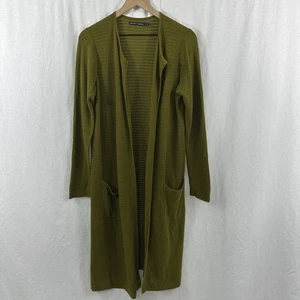 Cárdigan plumero Gundrun Sjoden verde tejido largo frente abierto para mujer talla M boho - Imagen 1 de 11