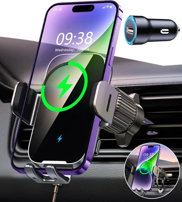 Caricatore Wireless Auto, 15W Supporto Telefono Auto Ricarica Wireless Rapida Bl - Immagine 1 di 4