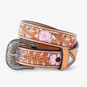 Ariat Girls Floral Tooled Belt - Picture 1 of 3