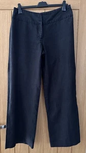 Coast Ladies Wide Leg Linen Trousers Size 12 Pre Owned Black - Picture 1 of 5