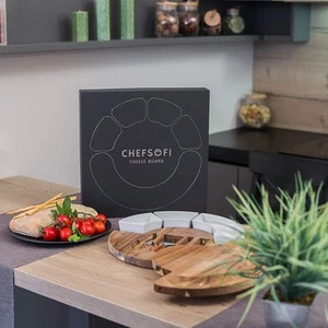 NIB CHEFSOFI Cheese Board Set Charcuterie Board Set and Cheese Serving Platter - Foto 1 di 9
