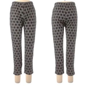 Symple NYC Pants Womens Large L Black White Pattern Print Stretch Knit Pull On - Picture 1 of 6