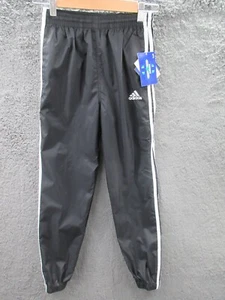NWT Rare 90s Adidas TEAM Vintage Nylon Black Track Pants Youth Large - Picture 1 of 14