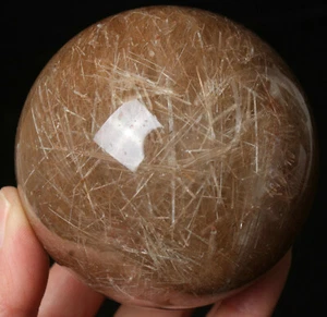629g Boutique NATURAL PRETTY HAIR RUTILATED QUARTZ CRYSTAL SPHERE BALL HEALING - Picture 1 of 12