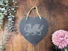 Wales Flag Welsh Dragon - Slate Heart Plaque. Regional Gift, Perfect for Friend