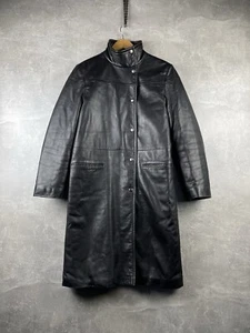 Versus Versace Archive 00s Leather Black Avant Garde Coat Size 42 Made in Italy - Picture 1 of 17