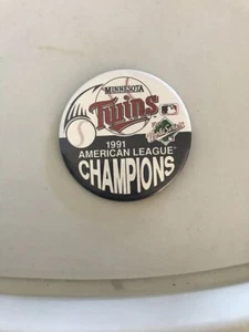 MINNESOTA TWINS 1991 AMERICAN LEAGUE CHAMPIONS VINTAGE PINBACK NICE - Picture 1 of 1