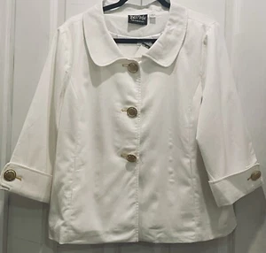 NWT Vintage Bob Mackie Women's Gold Button Jacket Coat Ivory Large 40s-50s Era - Picture 1 of 10