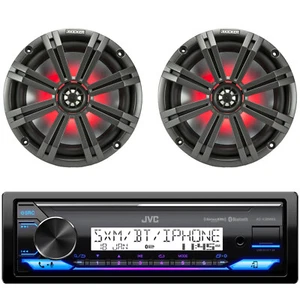 JVC KD-X38MBS 1 DIN Bluetooth LED Stereo Receiver, 2x 8" LED Speakers, Grilles - Picture 1 of 4