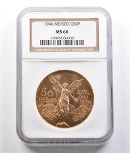 1946 Mexico 50 Pesos Gold Libertad MS66 NGC *9363 - Picture 1 of 3