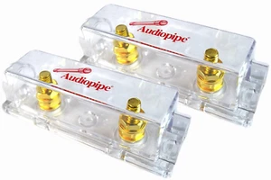 2 Pack Audiopipe Heavy Duty ANE ANL 24 Kt Gold Finish Fuse Holder Block CQ-1100 - Picture 1 of 6