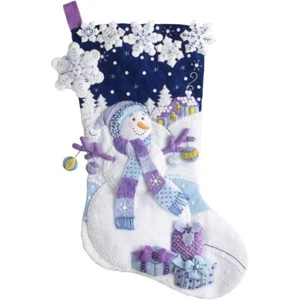 Bucilla Felt Applique Stocking Kit - Frosty Night 18" - Picture 1 of 2