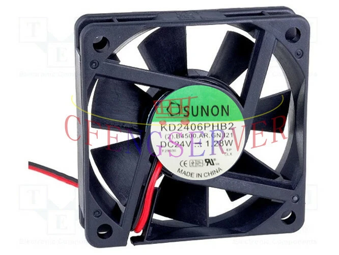 1PCS New SUNON Fan KD2406PHB2 DC 24V 1.28W 60*60*15MM 2-wire - Image 1 of 1
