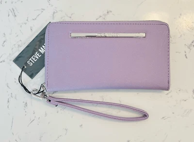 Steve Madden 钱包腕带薰衣草紫色拉链智能手机收纳盒 — 第 1/4 张图片